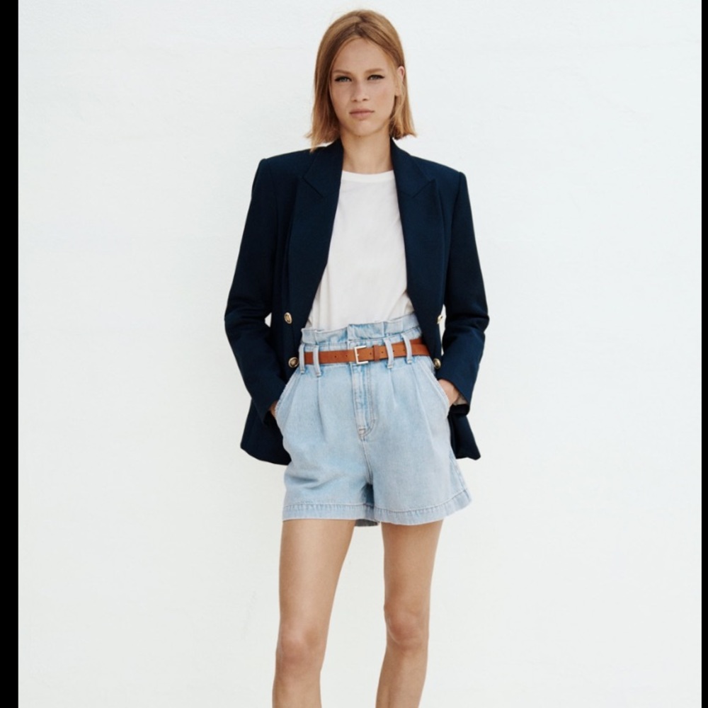 🌷2/$60 NWT ZARA Belted Paper bag Denim Shorts